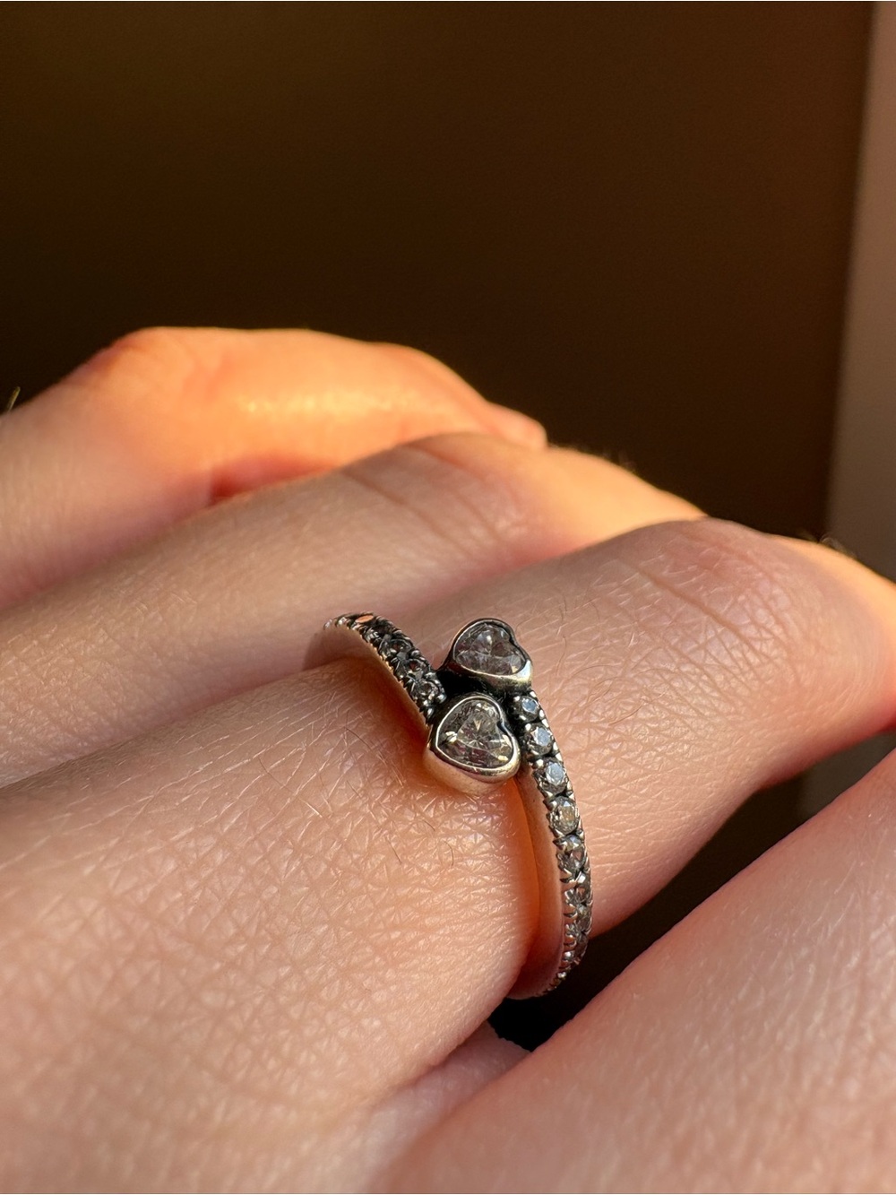 Pandora Sterling Silver Double Heart Ring